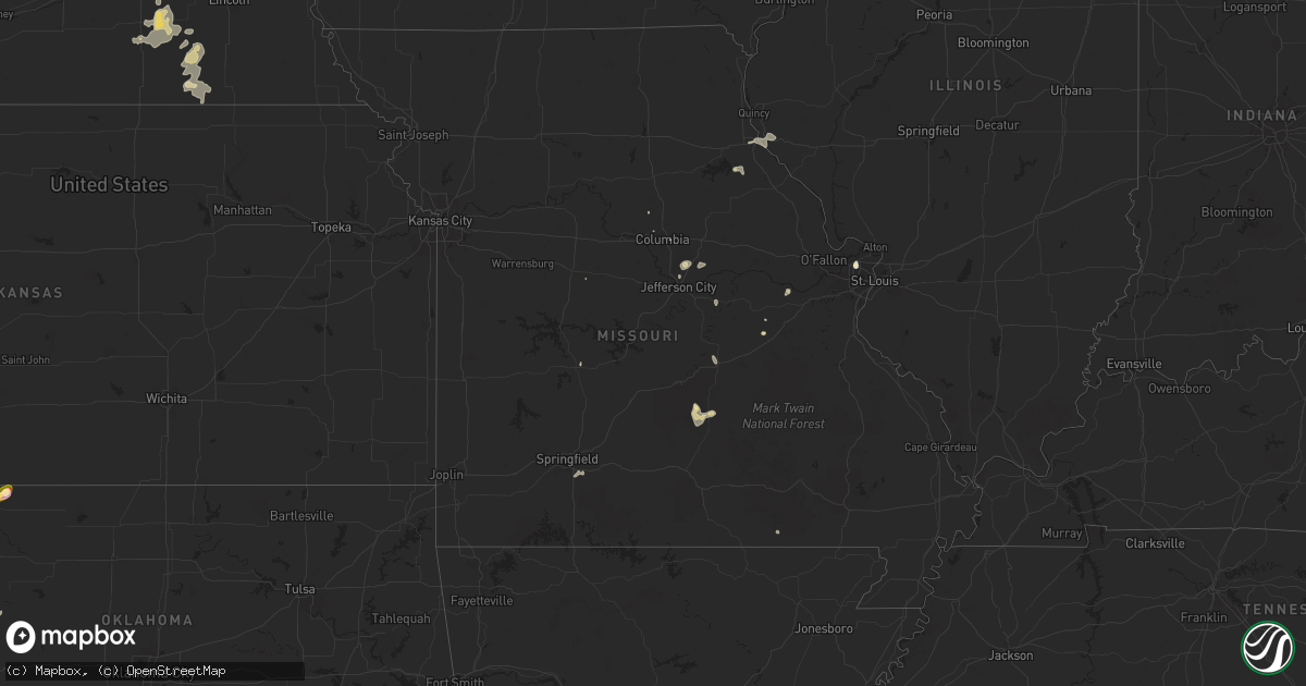Hail map in Missouri on August 17, 2025