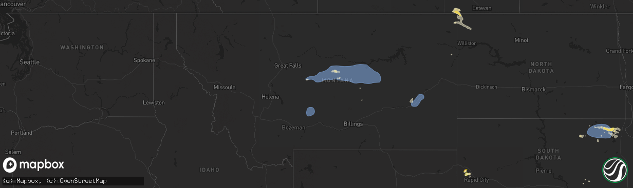 Hail map in Montana on August 17, 2025