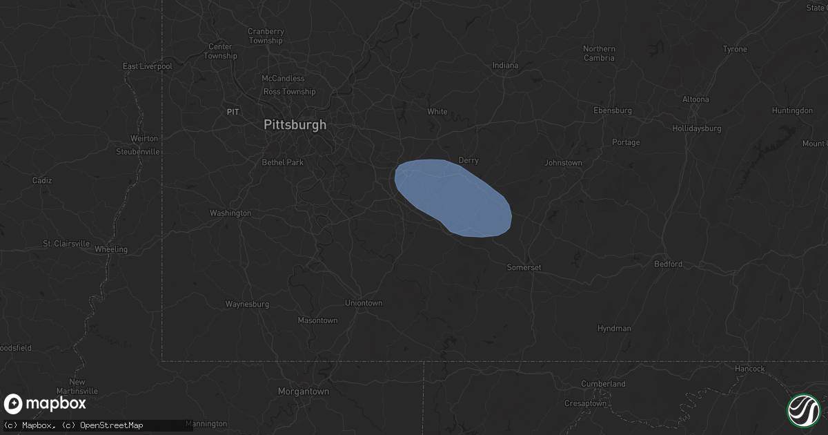 Hail map in Mount Pleasant, PA on August 17, 2025