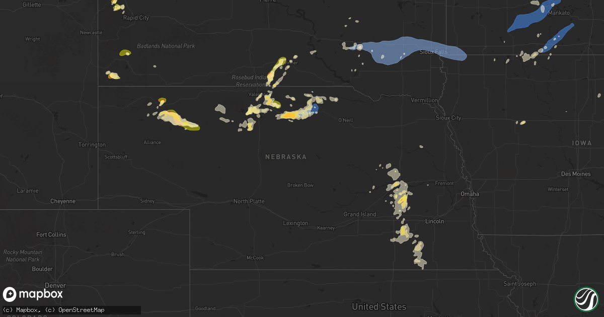 Hail map in Nebraska on August 17, 2025