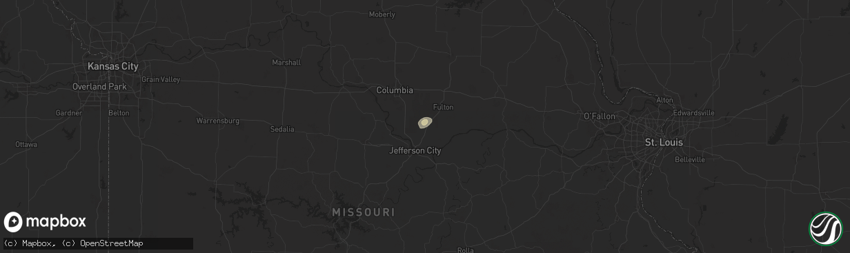 Hail map in New Bloomfield, MO on August 17, 2025