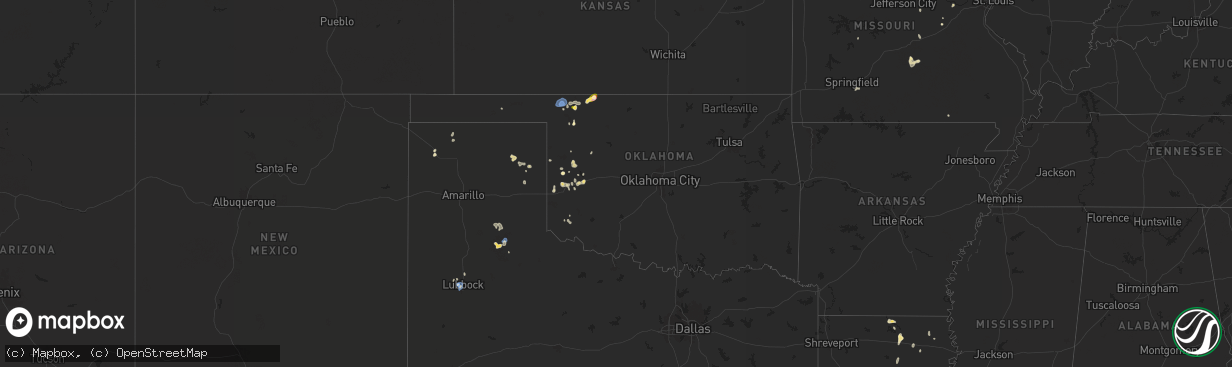 Hail map in Oklahoma on August 17, 2025