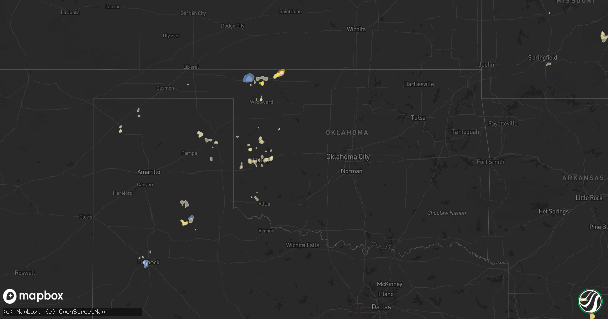 Hail map in Oklahoma on August 17, 2025