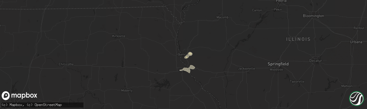 Hail map in Quincy, IL on August 17, 2025