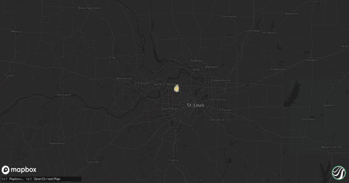 Hail map in Saint Ann, MO on August 17, 2025