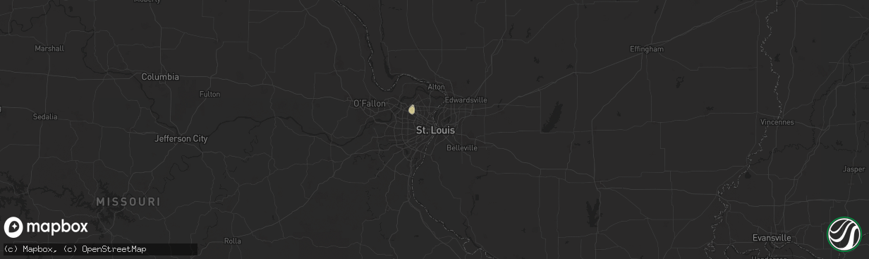 Hail map in Saint Louis, MO on August 17, 2025