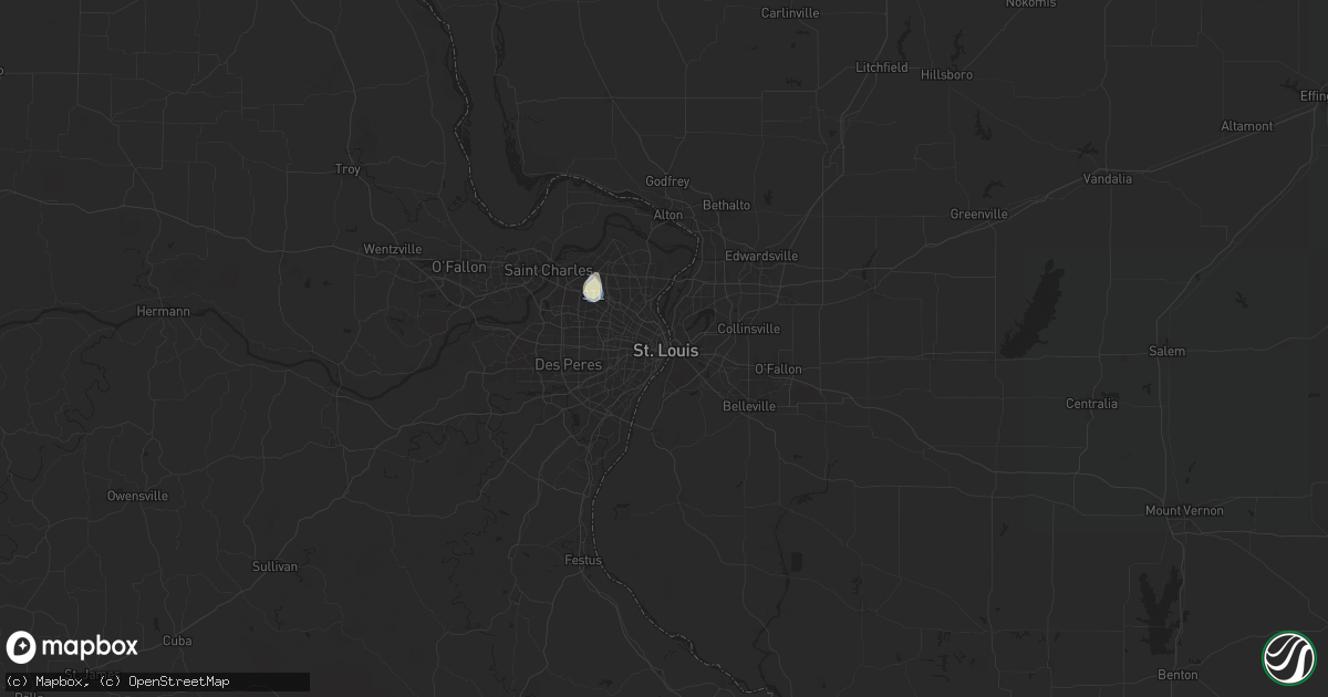 Hail map in Saint Louis, MO on August 17, 2025