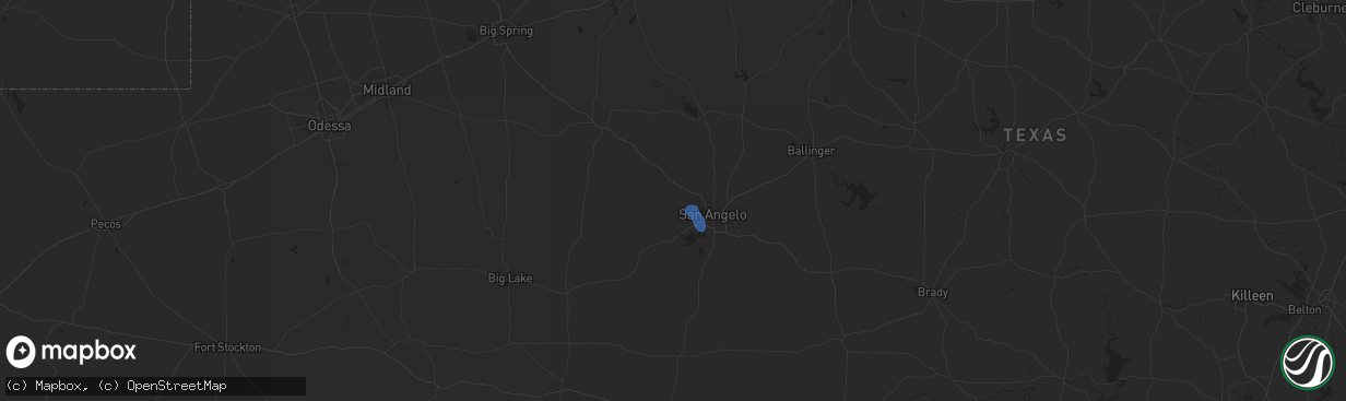 Hail map in San Angelo, TX on August 17, 2025