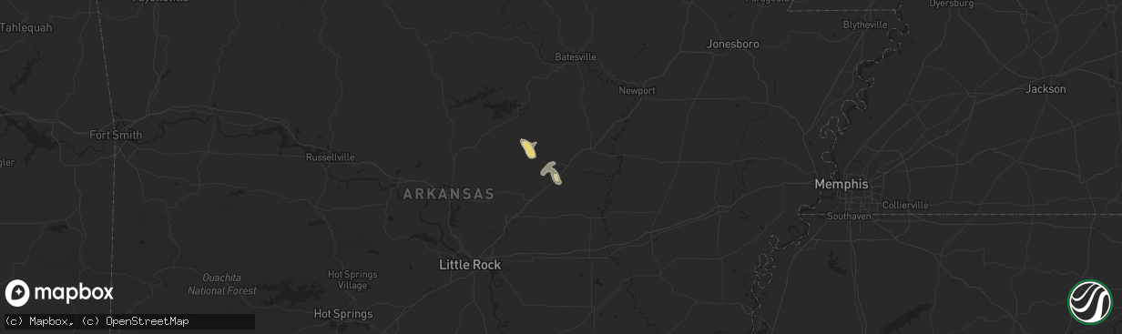 Hail map in Searcy, AR on August 17, 2025