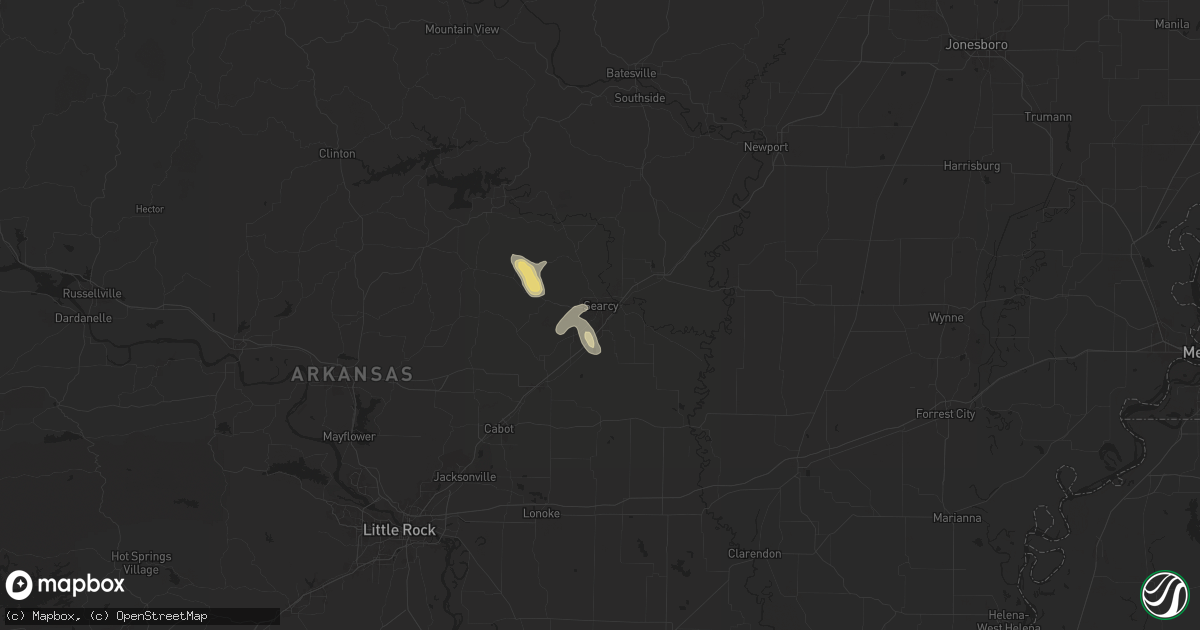 Hail map in Searcy, AR on August 17, 2025