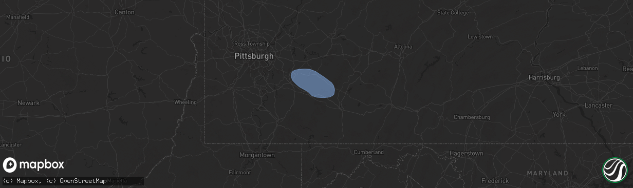 Hail map in Stahlstown, PA on August 17, 2025