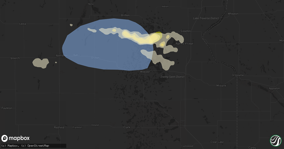 Hail map in Webster, SD on August 17, 2025
