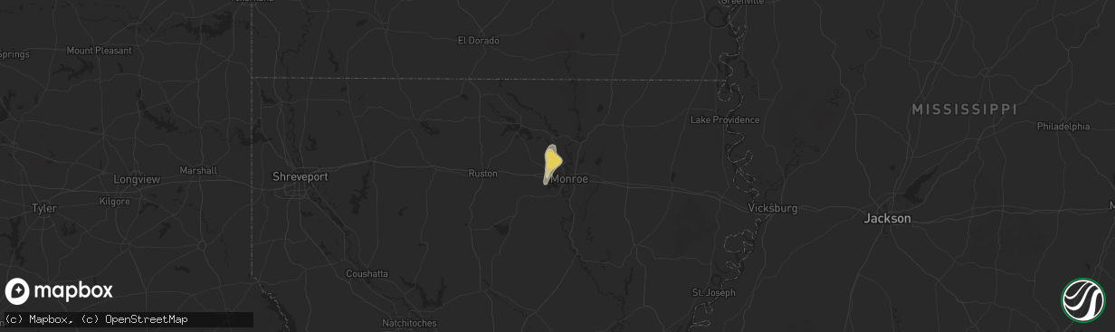 Hail map in West Monroe, LA on August 17, 2025