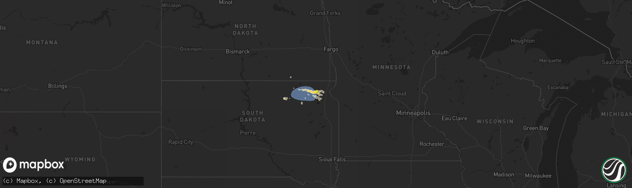 Hail map on August 17, 2025