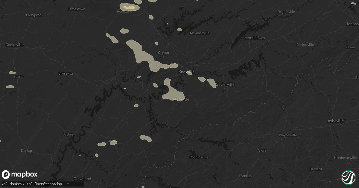 Hail map in Alcoa, TN on August 17, 2026
