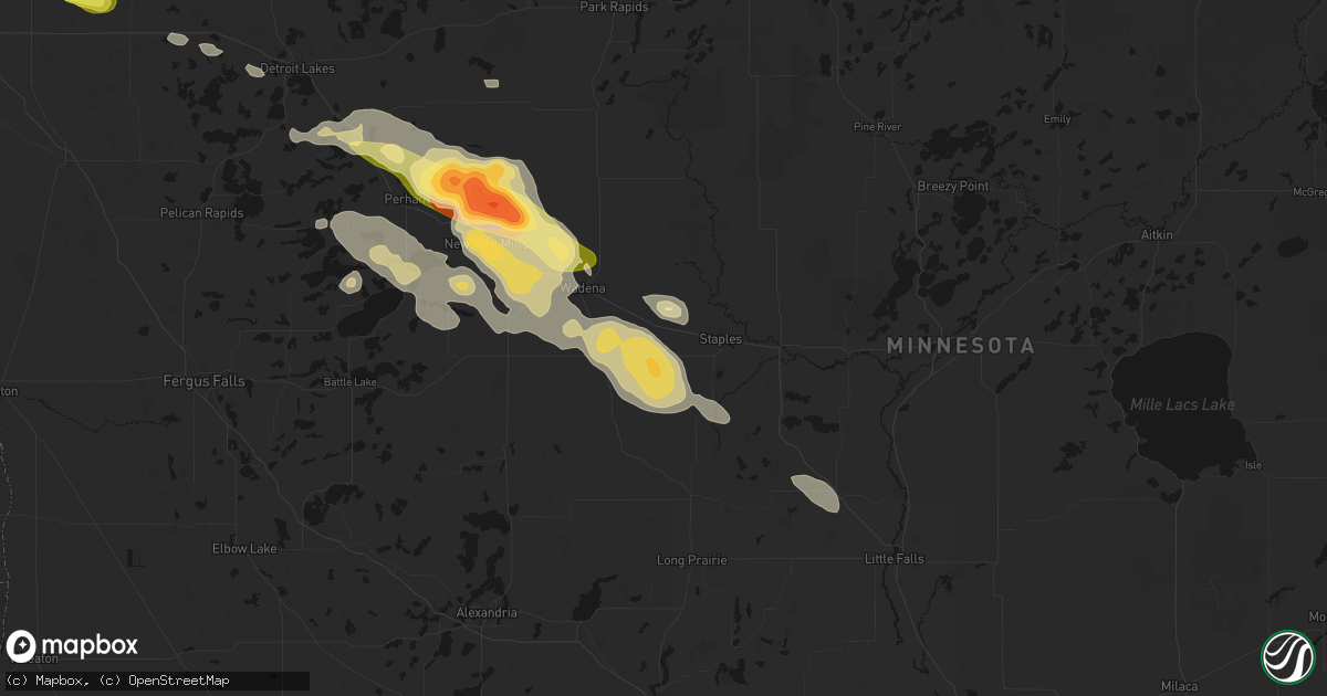 Hail map in Aldrich, MN on August 17, 2026