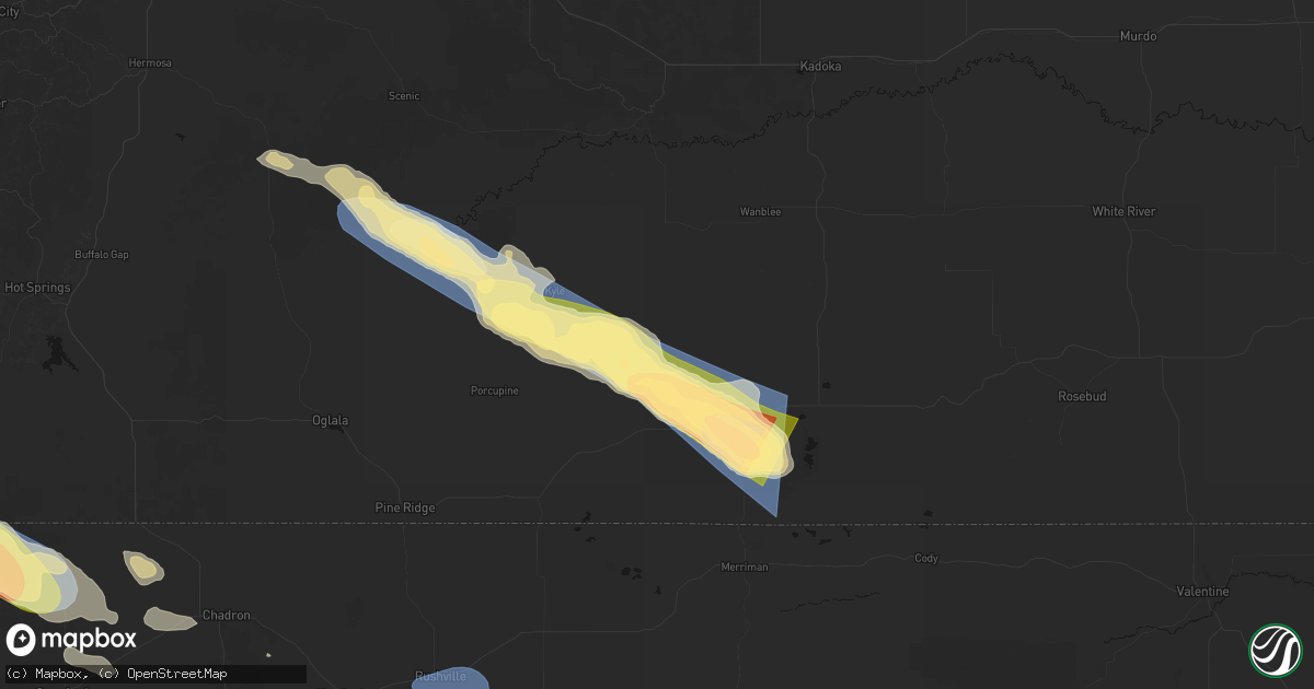 Hail map in Allen, SD on August 17, 2026