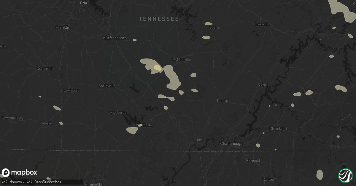 Hail map in Altamont, TN on August 17, 2026