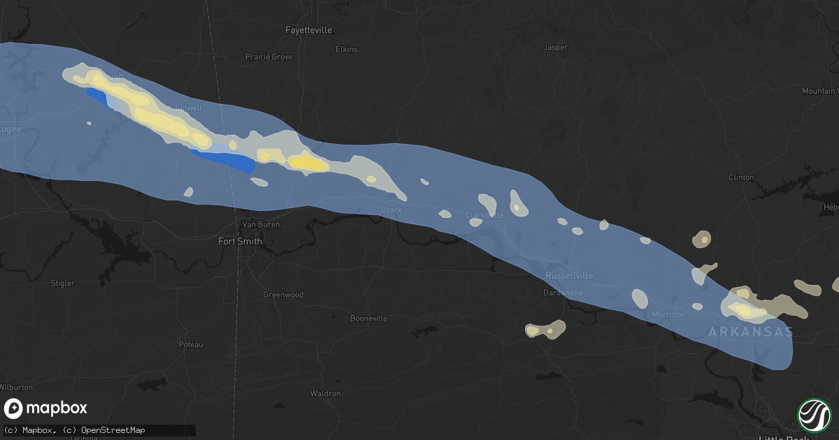 Hail map in Altus, AR on August 17, 2026