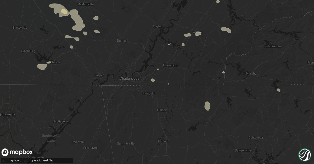 Hail map in Apison, TN on August 17, 2026