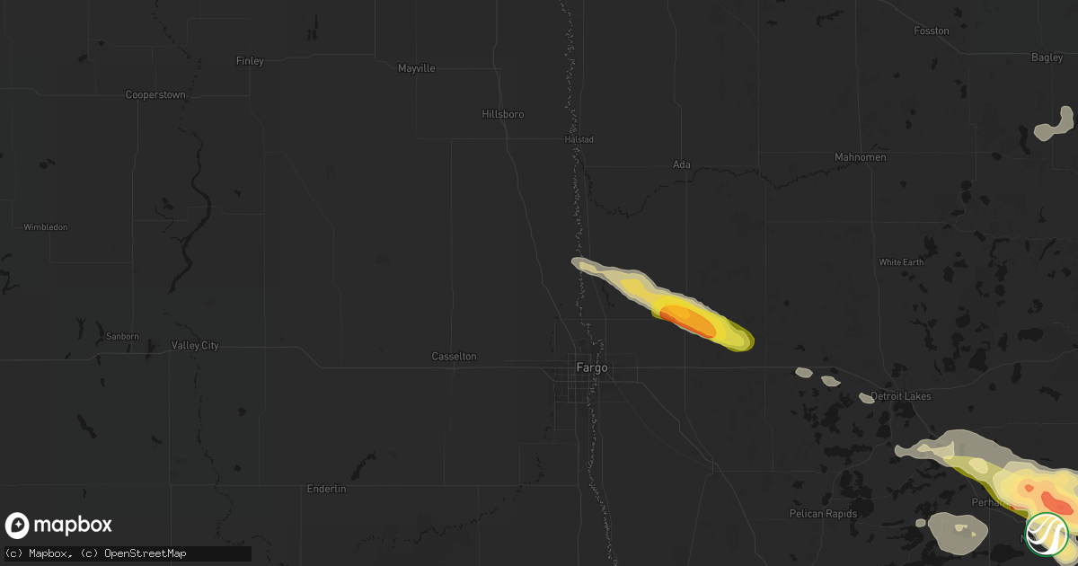 Hail map in Argusville, ND on August 17, 2026