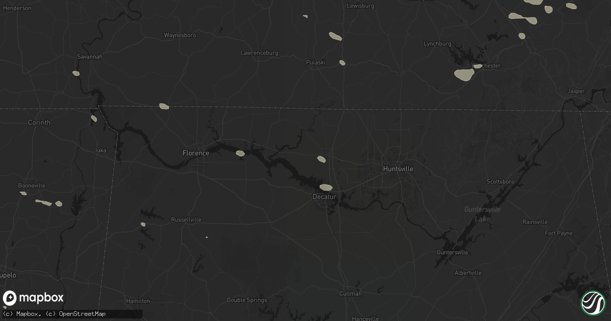 Hail map in Athens, AL on August 17, 2026