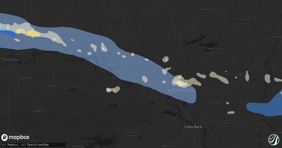 Hail map in Atkins, AR on August 17, 2026