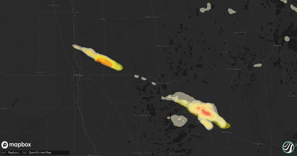 Hail map in Audubon, MN on August 17, 2026