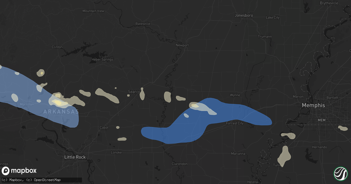 Hail map in Augusta, AR on August 17, 2026