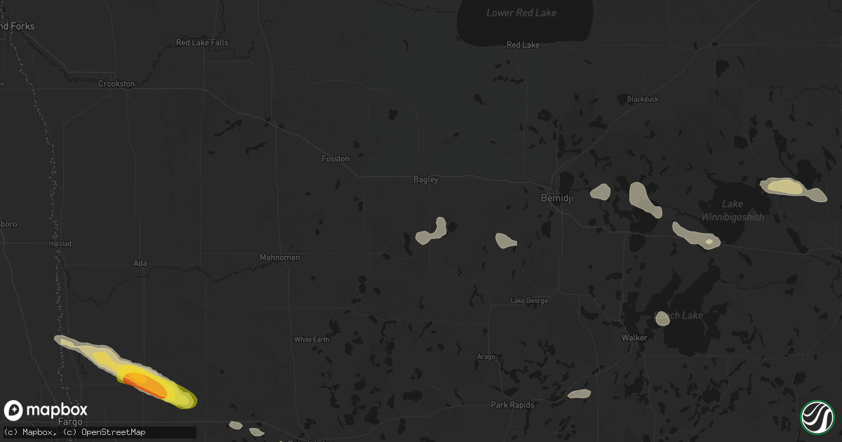 Hail map in Bagley, MN on August 17, 2026