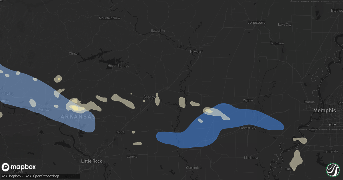 Hail map in Bald Knob, AR on August 17, 2026