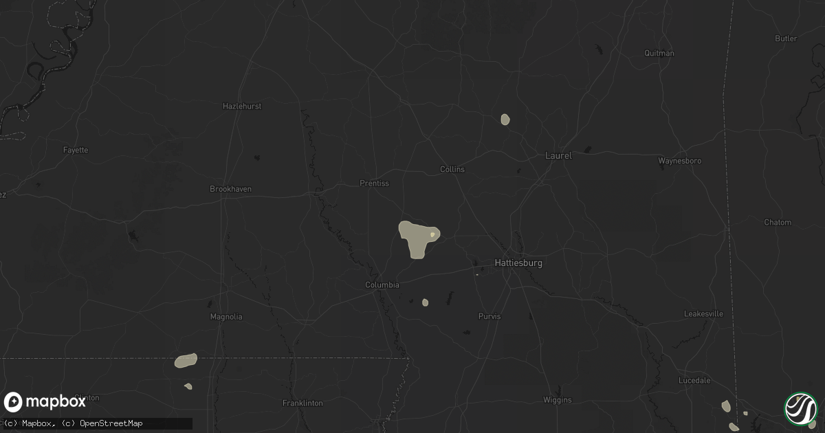 Hail map in Bassfield, MS on August 17, 2026