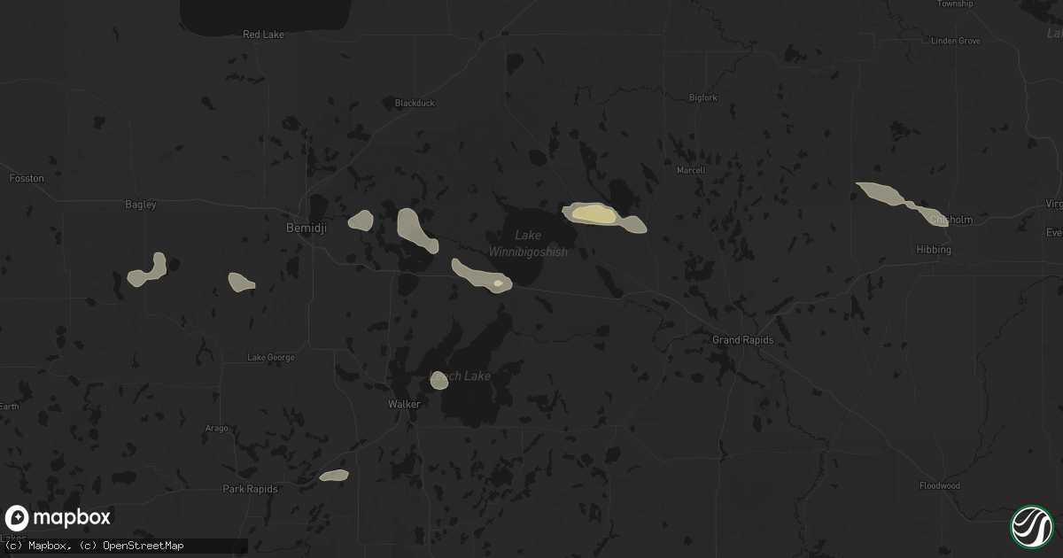 Hail map in Bena, MN on August 17, 2026