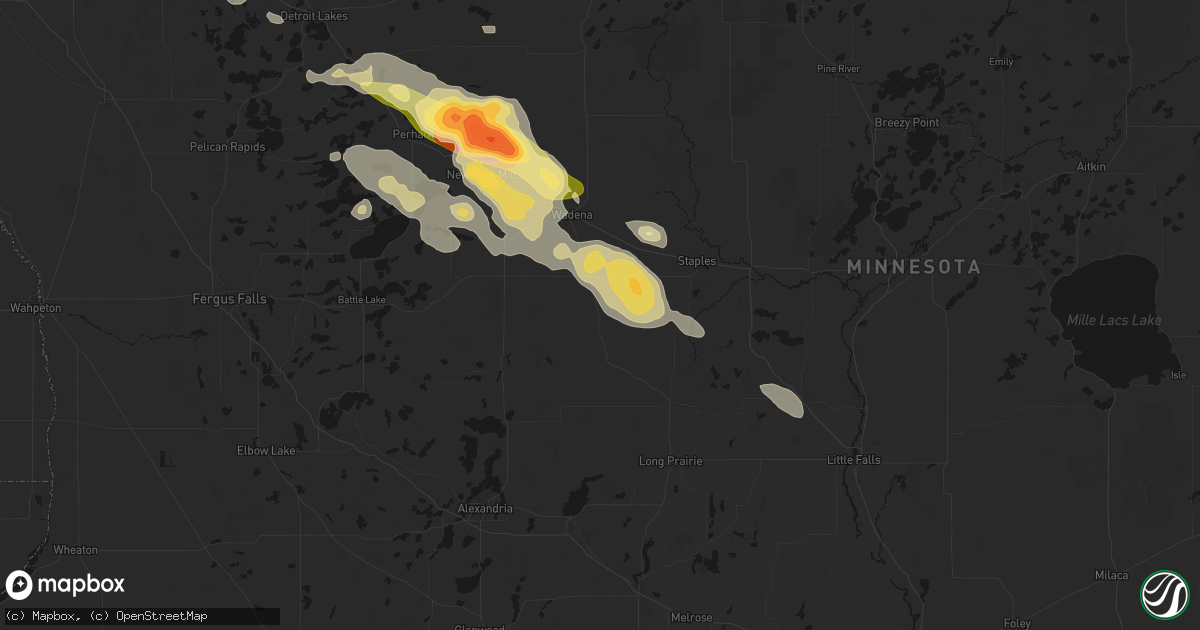 Hail map in Bertha, MN on August 17, 2026