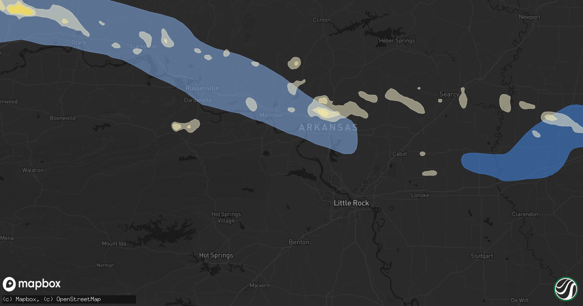 Hail map in Bigelow, AR on August 17, 2026