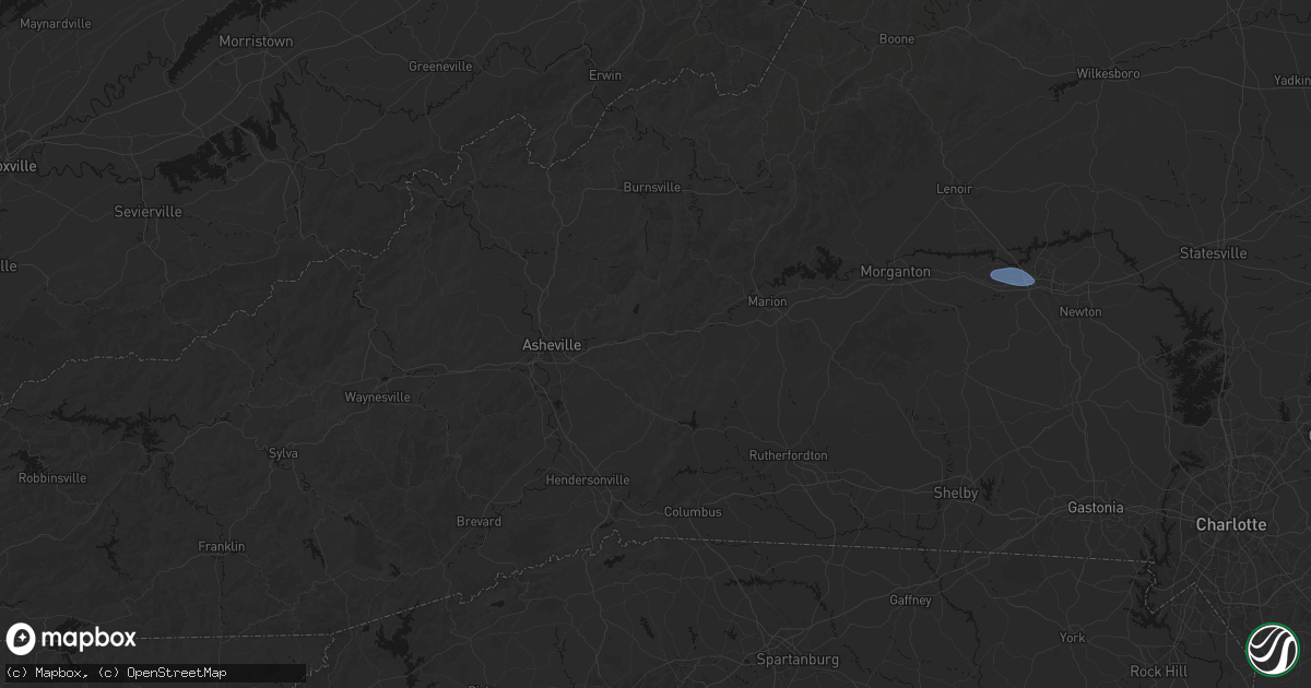 Hail map in Black Mountain, NC on August 17, 2026
