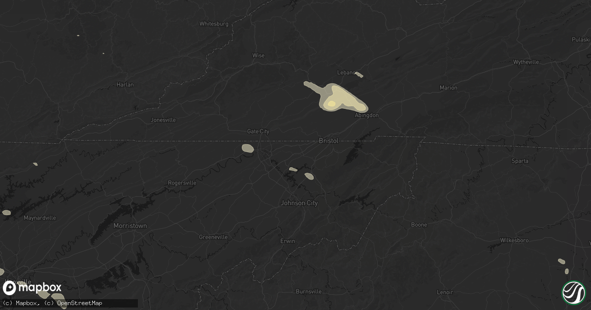 Hail map in Blountville, TN on August 17, 2026