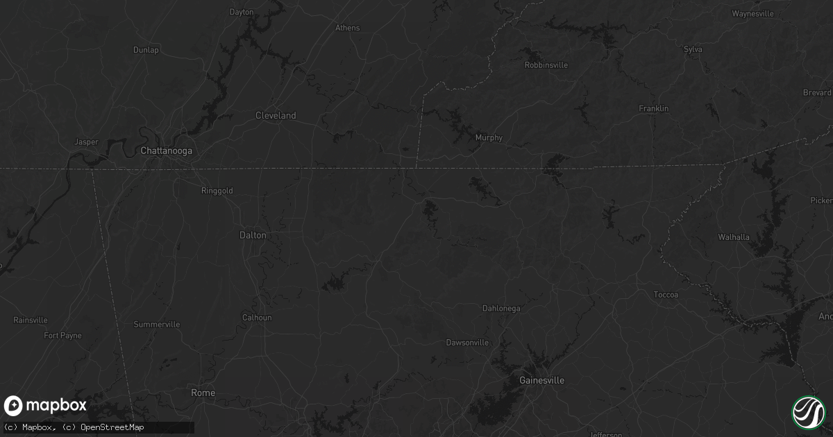 Hail map in Blue Ridge, GA on August 17, 2026