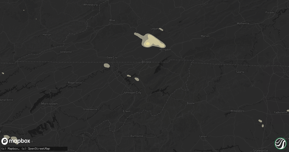 Hail map in Bluff City, TN on August 17, 2026
