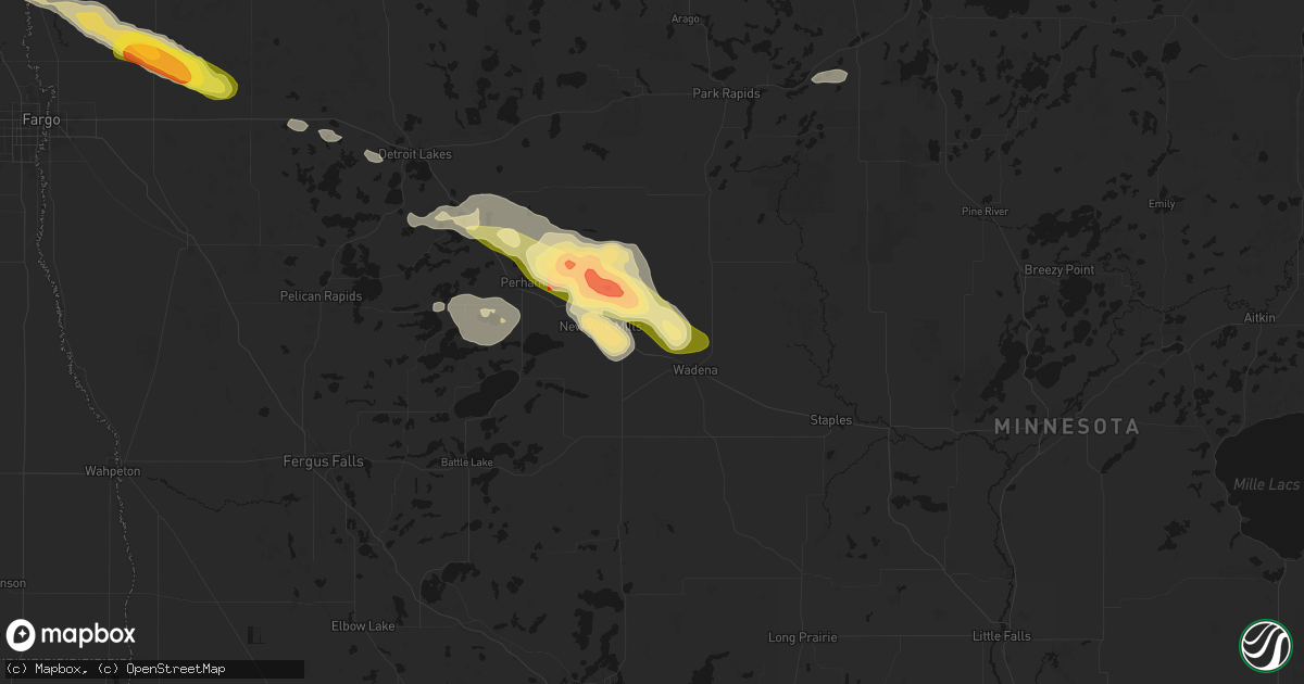 Hail map in Bluffton, MN on August 17, 2026