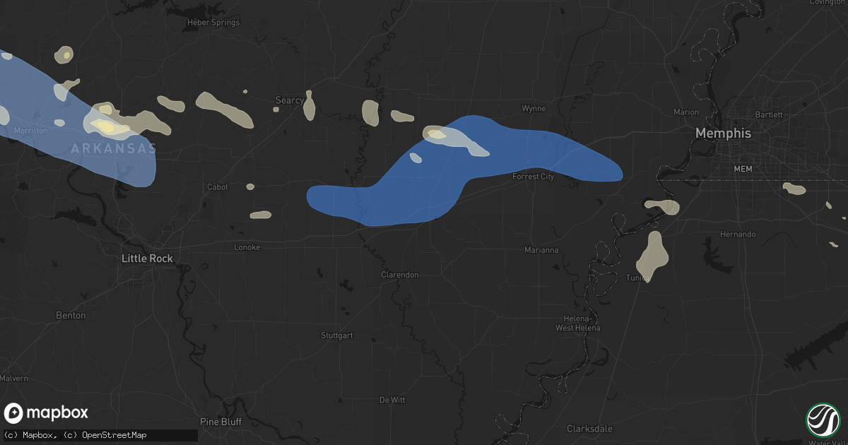 Hail map in Brinkley, AR on August 17, 2026