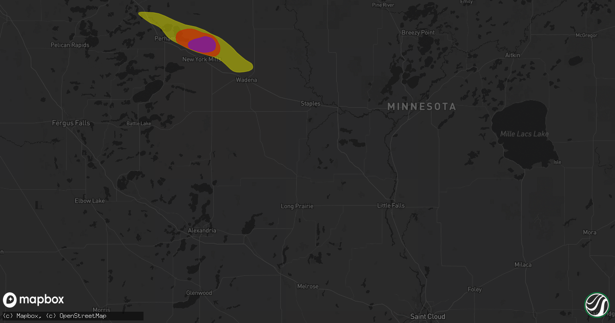 Hail map in Browerville, MN on August 17, 2026