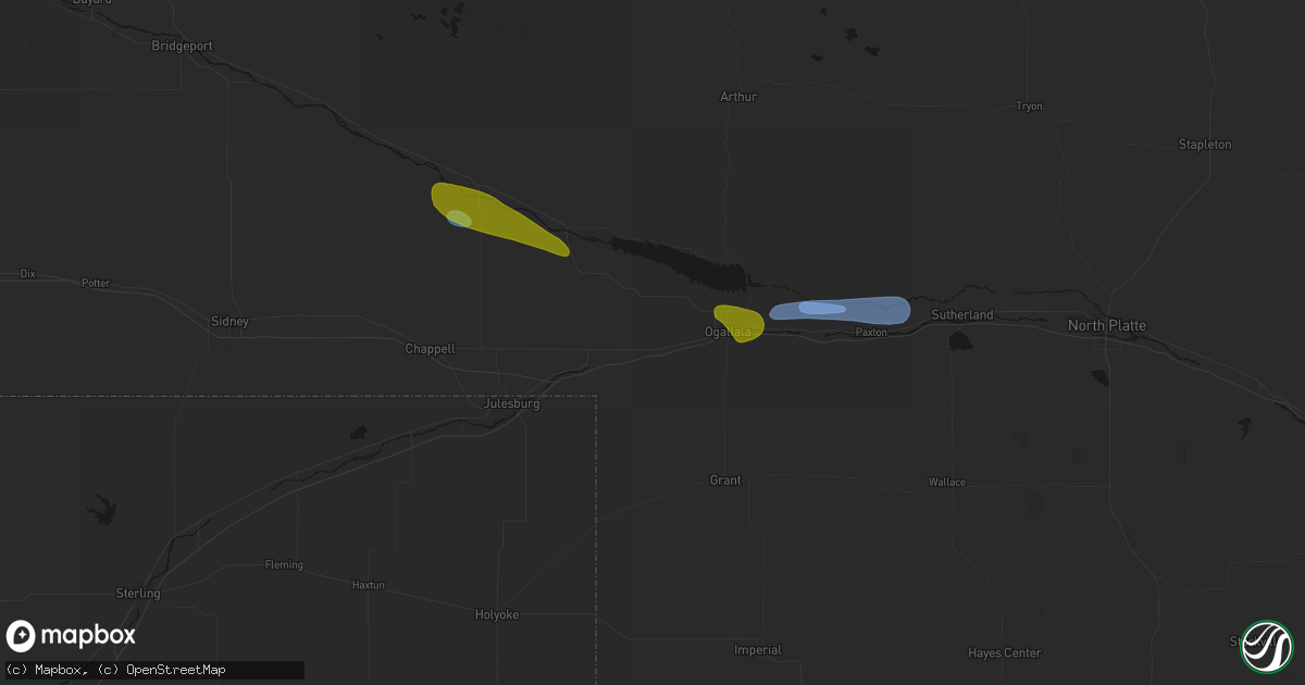Hail map in Brule, NE on August 17, 2026