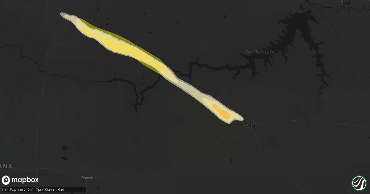 Hail map in Brusett, MT on August 17, 2026