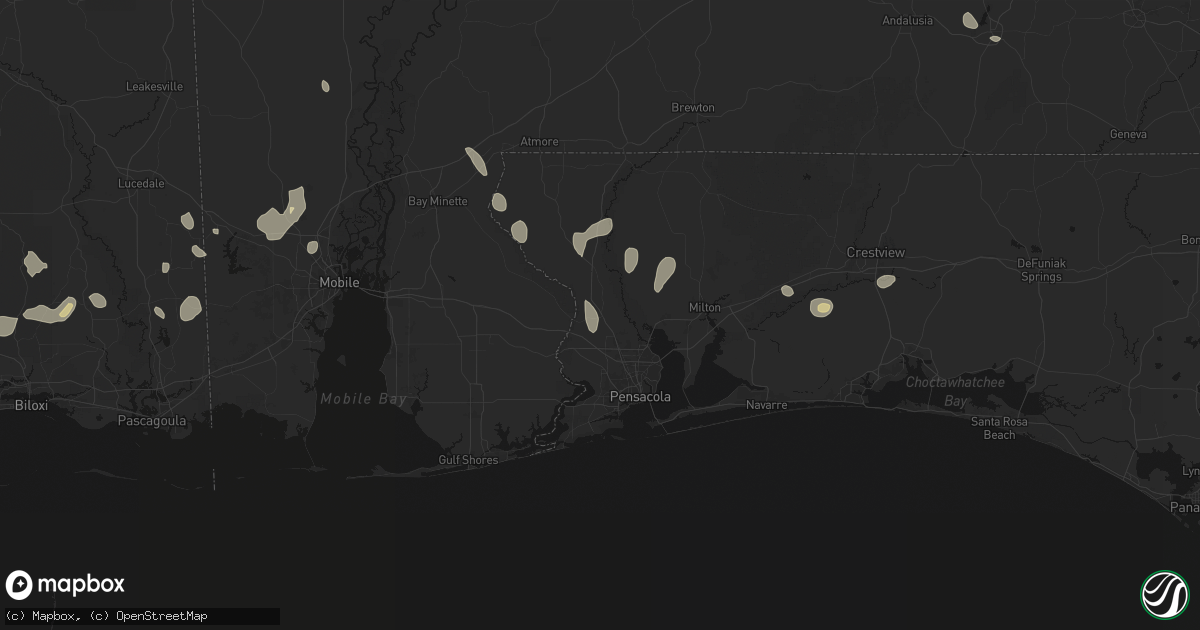 Hail map in Cantonment, FL on August 17, 2026
