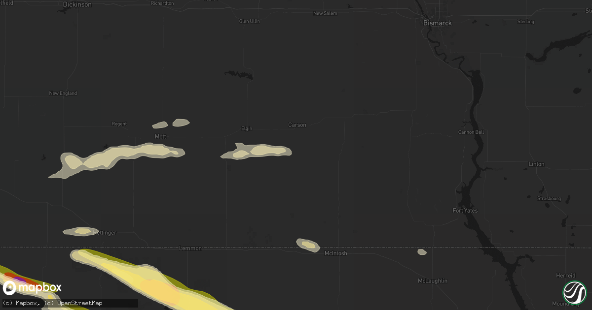 Hail map in Carson, ND on August 17, 2026