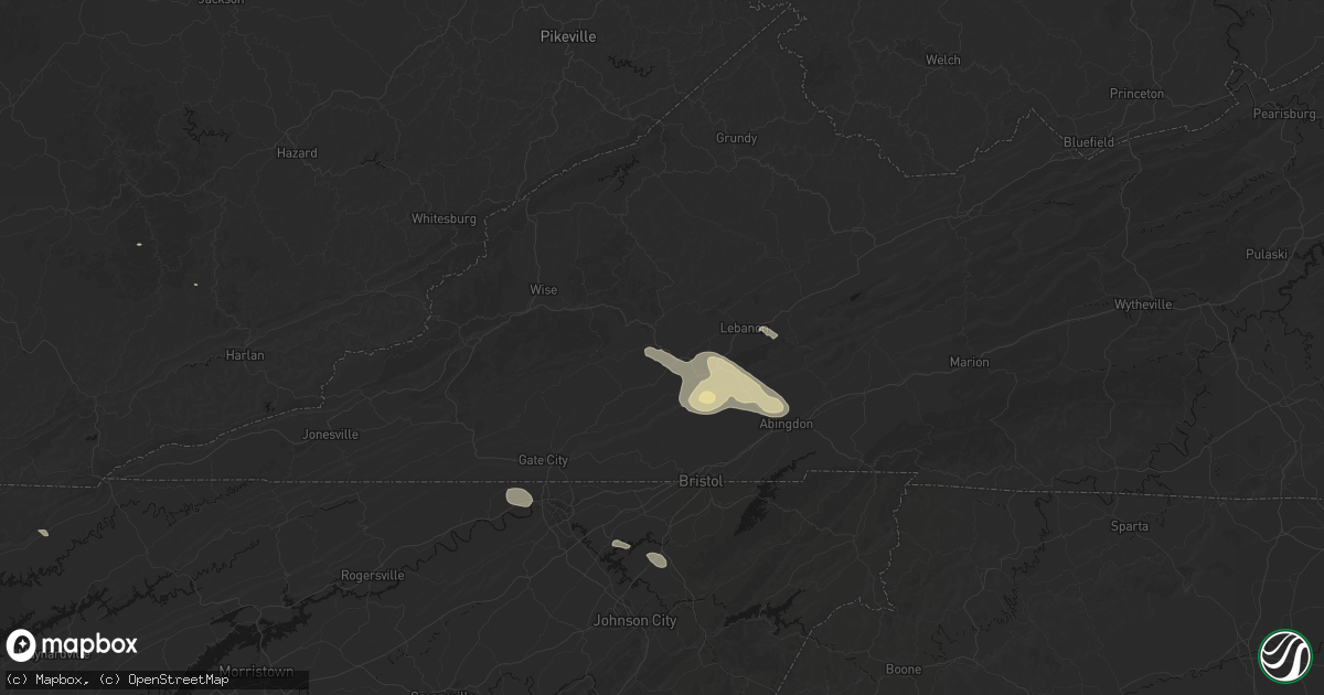 Hail map in Castlewood, VA on August 17, 2026