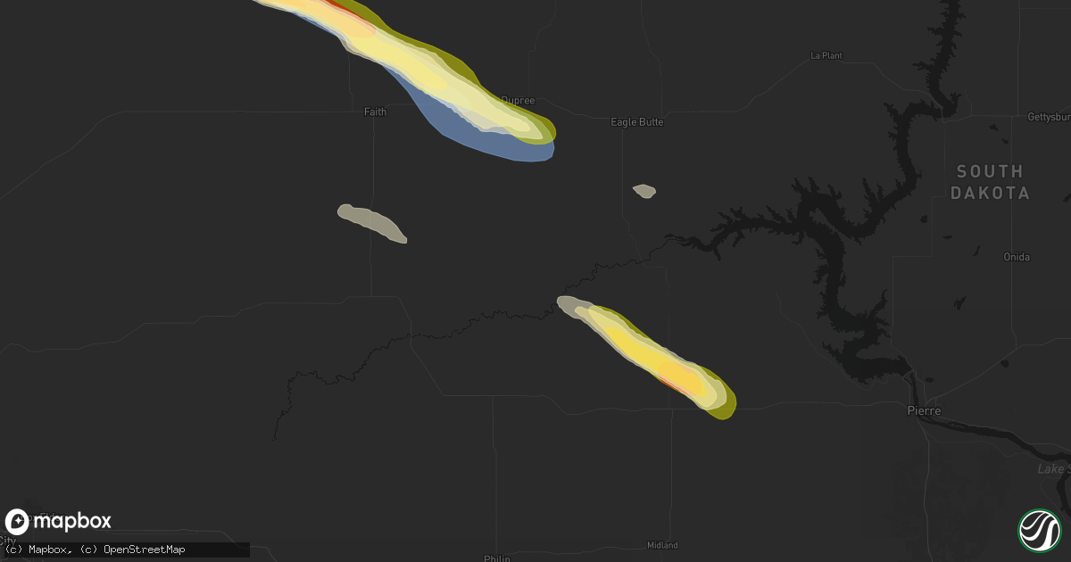 Hail map in Cherry Creek, SD on August 17, 2026