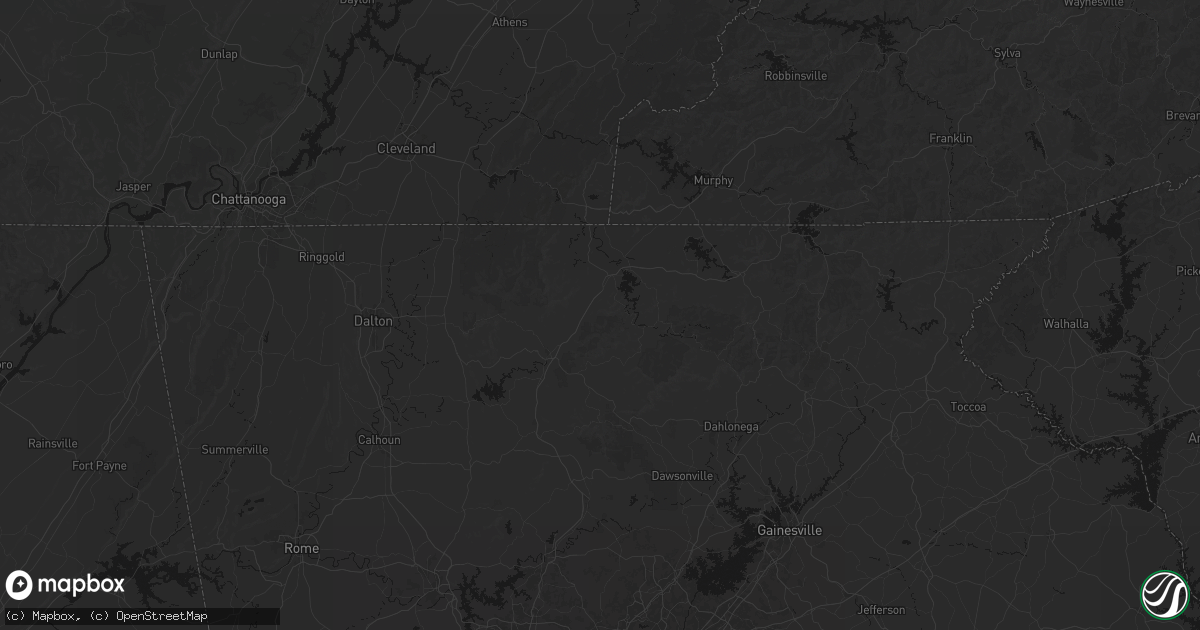 Hail map in Cherry Log, GA on August 17, 2026