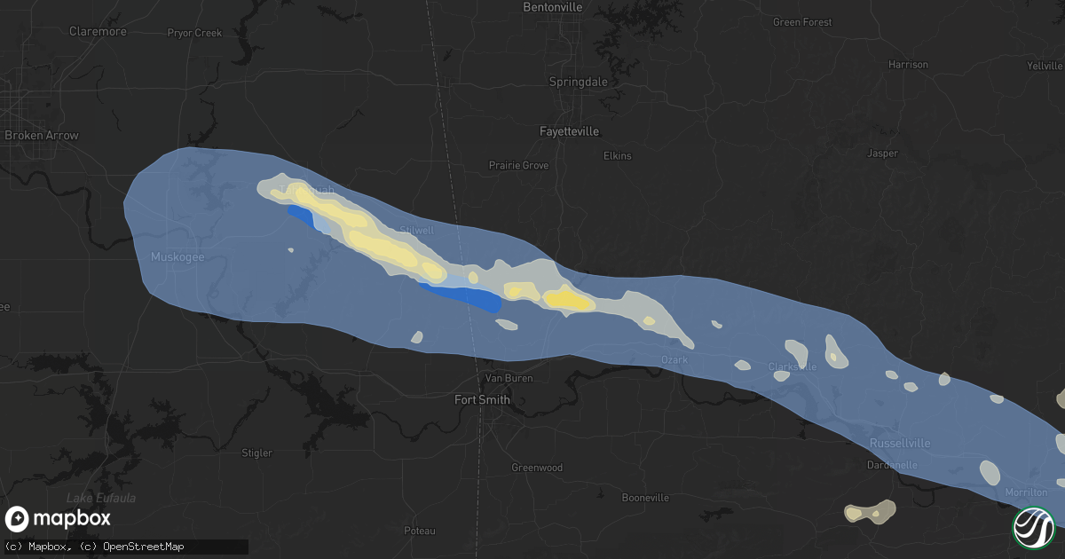 Hail map in Chester, AR on August 17, 2026
